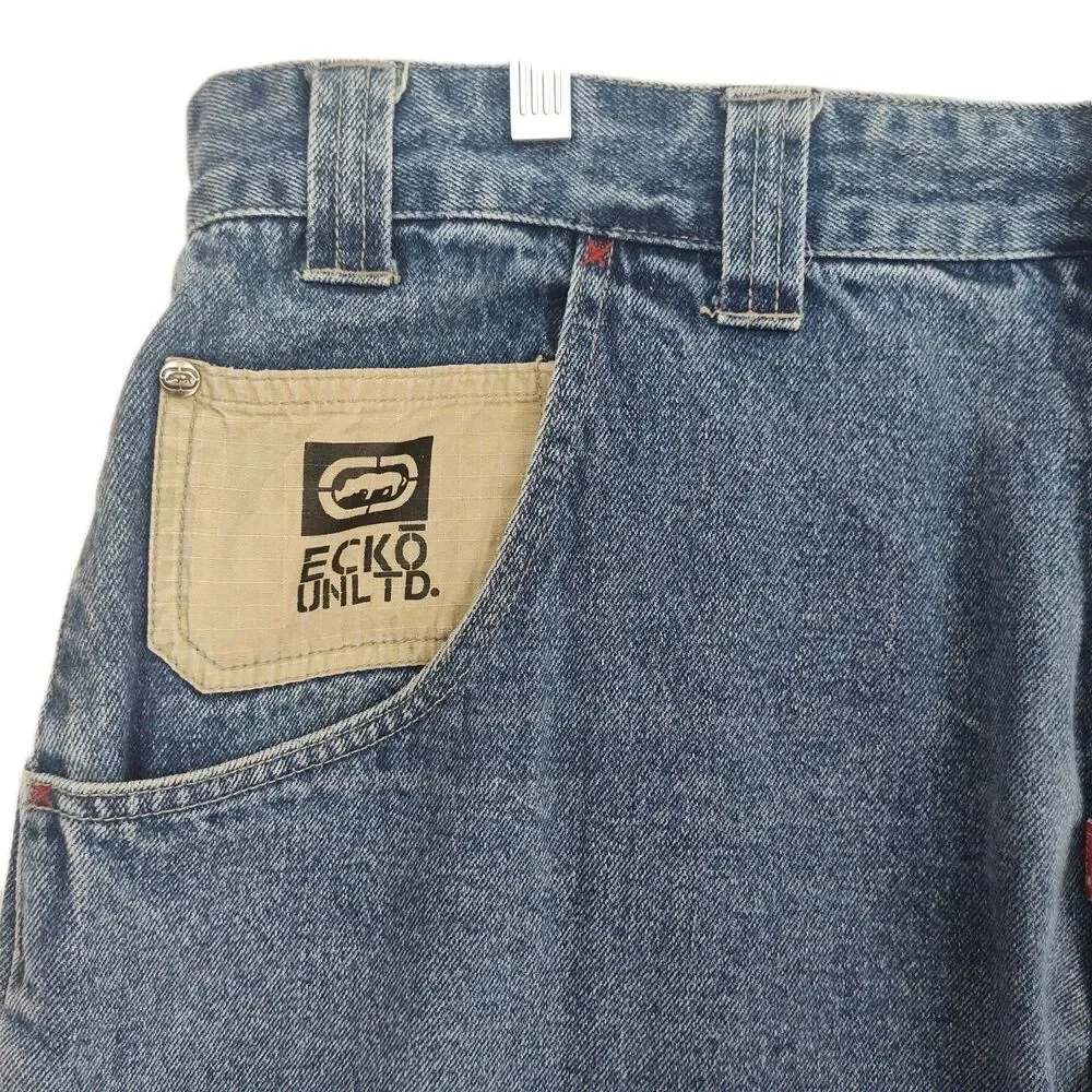 Vintage Y2K Ecko Unltd. men's jeans, 42 x 33, straight leg baggy, medium‎ blue